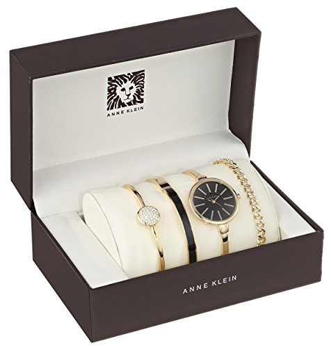 Anne Klein Yellow Gold Bangle Watch & 3 Bracelet Set - 1470GBST
